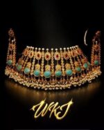 Turquoise Royale – Handmade Gold Plated Kundan Choker Set - Image 2